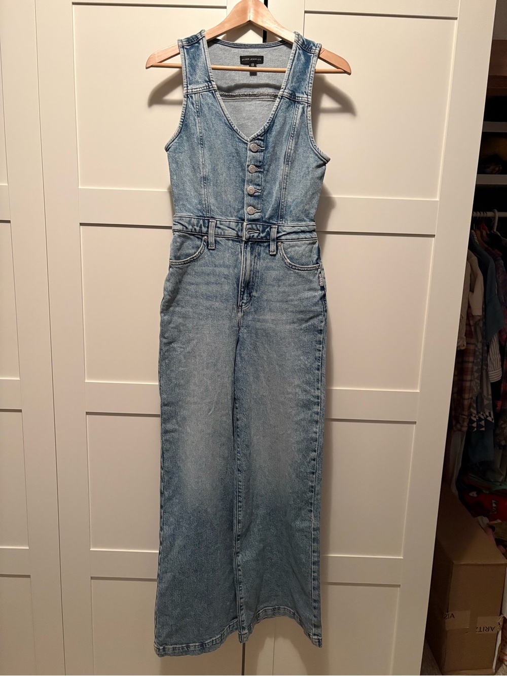 Silver Jeans Light Blue Denim Overall Jumpsuit